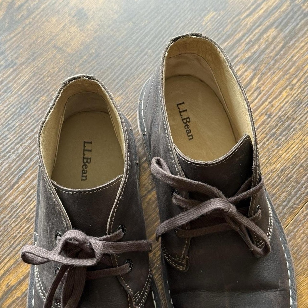 LL Bean Leather Chukka Boots Womens 9.5 Brown Lace Up Ankle Boots Comfort - Picture 4 of 8
